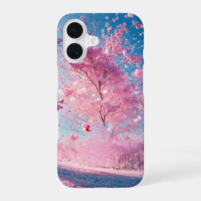 Funda Para iPhone 16 Romantic Sakura - Heart Blossom Phone Case (Reverso )