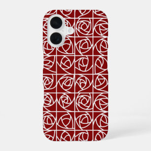 Funda Para iPhone 16 Rosa Art Deco Cuadrados estilizados Floral primari