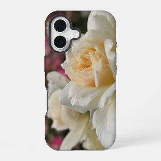 Funda Para iPhone 16 Rosa Blanca con gotas de lluvia