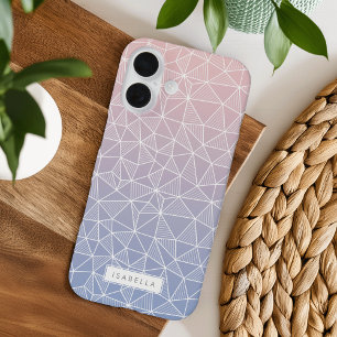 Funda Para iPhone 16 Rosa Cuarzo y Serenidad Patrón Geométrico Ombre