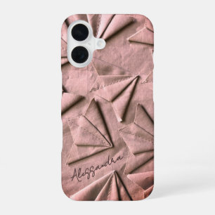 Funda Para iPhone 16 Rosa de Oro con Nombre en Efecto 3D y Aspecto de T