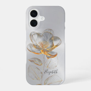 Funda Para iPhone 16 Rosa dorado Plata Añadir nombre