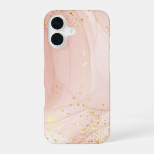 Funda Para iPhone 16 Rosa Elegante y Pan de Oro con Acuarela