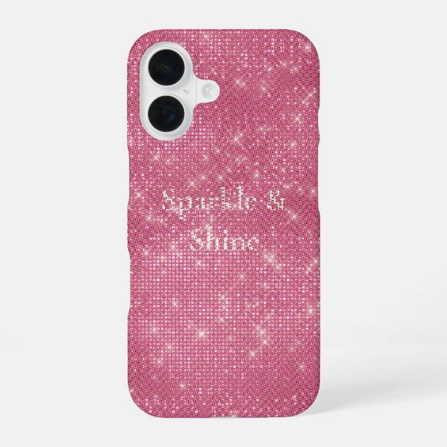 Funda Para iPhone 16 Rosa femenino Glitzy Brillo (Reverso )