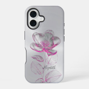 Funda Para iPhone 16 Rosa metálico rosa Plata Añadir nombre