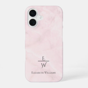 Funda Para iPhone 16 Rosa polvorienta y mármol blanco personalizado con
