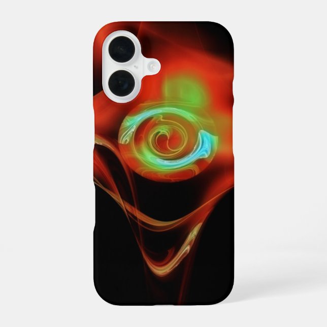 FUNDA PARA iPhone 16 ROSA ROJO AZUL FRACTAL (Reverso )