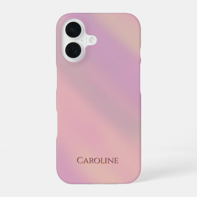 Funda Para iPhone 16 Rosa suave malva nombre personalizado  (Reverso )
