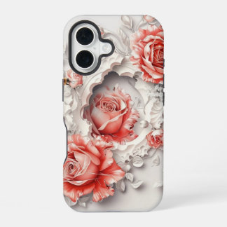 Funda Para iPhone 16 Rosas 3D Elegantes, Abejas y Belleza Botánica