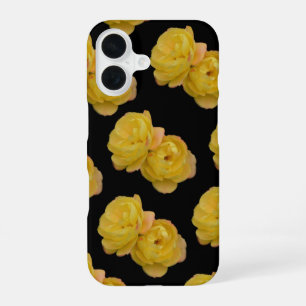 Funda Para iPhone 16 Rosas Amarillas Sobre Negro,