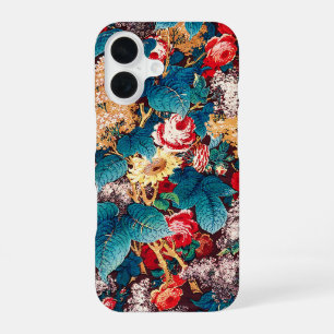 Funda Para iPhone 16 Rosas rojas de vintage y patrón floral de lilo