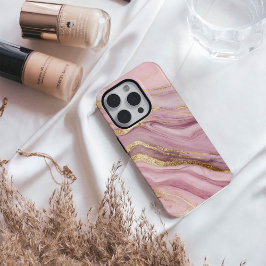 Funda Para iPhone 16 Rose Dominion – Mármol Rosa y Dorado de Lujo