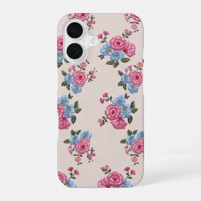 Funda Para iPhone 16 Rose embroidery texture iPhone16 case (Reverso )