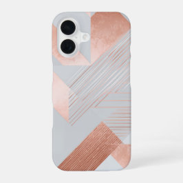 Funda Para iPhone 16 Rose Gold Geometric Abstract Pattern
