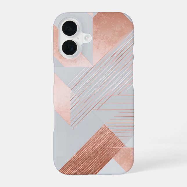 Funda Para iPhone 16 Rose Gold Geometric Abstract Pattern (Reverso )