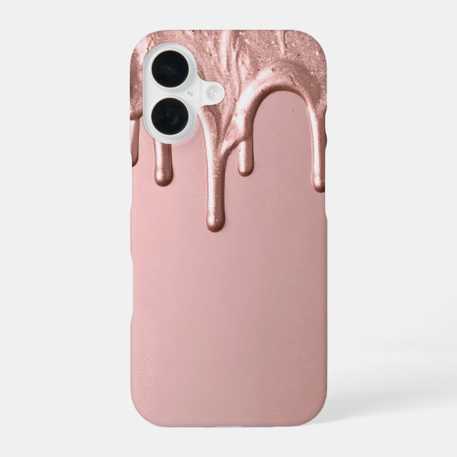 Funda Para iPhone 16 Rose Gold Metallic Drip (Reverso )