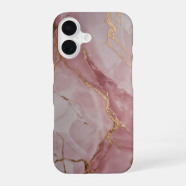 Funda Para iPhone 16 Rose Pink Marble with Gold Veins – Elegant