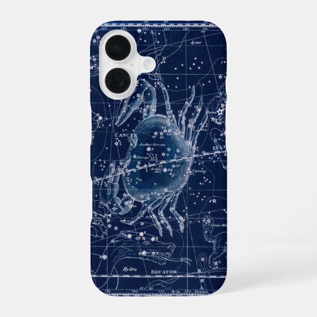 Funda Para iPhone 16 Rótulo Zodiac Cáncer Ilustracion de cosecha (Reverso )