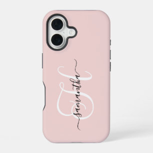 Funda Para iPhone 16 Rubor Negro y Blanco Monograma Elegante