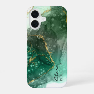 Funda Para iPhone 16 Sacramento Green Alcohol Ink Personalizable