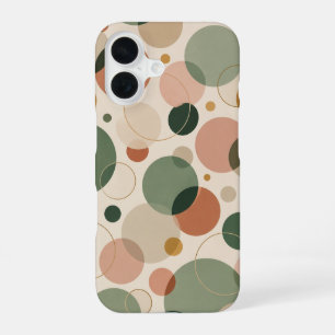 Funda Para iPhone 16 Sage Verde Moderno y Patrón Geométrico de Terracot