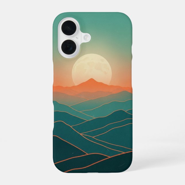 Funda Para iPhone 16 Salida de la luna Retro Vista (Reverso )