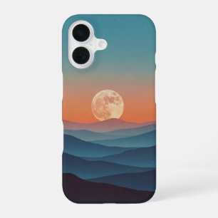 Funda Para iPhone 16 Salida de la luna vintage sobre las colinas