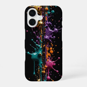 Funda Para iPhone 16 Salpicadura de pintura ultra estrecha: oro, verde