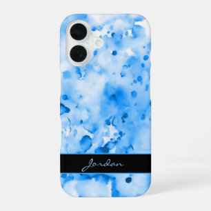 Funda Para iPhone 16 Salpicaduras de pintura acuarela azul cielo con no