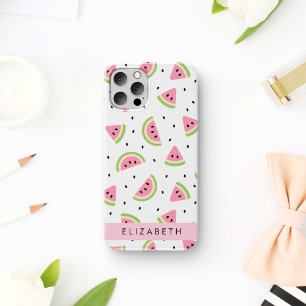 Funda Para iPhone 16 sandías rosas, semillas de sandía, tu nombre