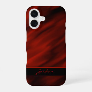 Funda Para iPhone 16 Satin o Seda Abstracta Rojo Fuego con Nombre