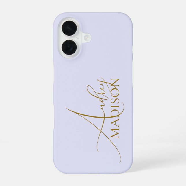Funda Para iPhone 16 Script Serif Name Purple Lavender (Reverso )