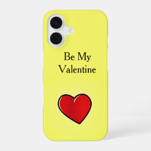 Funda Para iPhone 16 Sé mi corazón rojo de San Valentín en amarillo