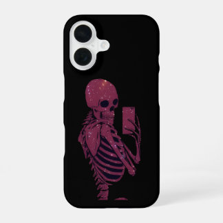 Funda Para iPhone 16 Selfie de Esqueleto Rosa