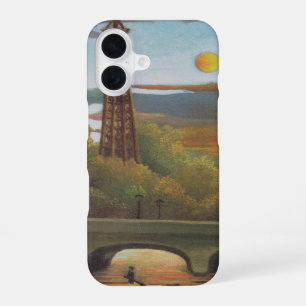 Funda Para iPhone 16 Sena y Torre Eiffel al Atardecer de Henri Rousseau