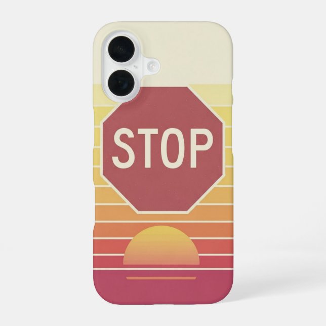 Funda Para iPhone 16 Señal de stop vintage (Reverso )