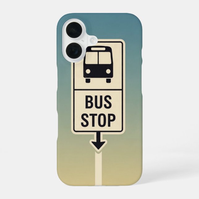 Funda Para iPhone 16 Señal Retro de Parada de Autobús (Reverso )