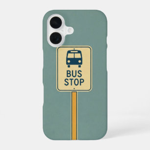 Funda Para iPhone 16 Señal Retro de Parada de Autobús