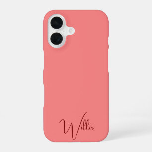 Funda Para iPhone 16 Sencillo y moderno rosa y rojo monogramado de esti