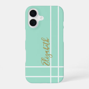 Funda Para iPhone 16 Señoras nombre personalizado minimalista verde men