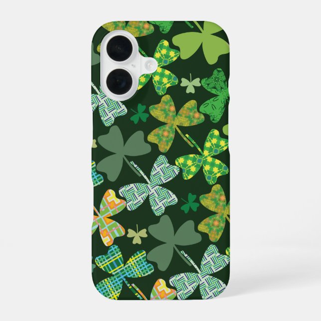 Funda Para iPhone 16 Shamrocks con patrones (Reverso )