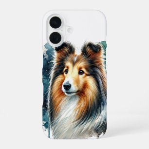 Funda Para iPhone 16 Shetland Sheepdog Watercolor Art