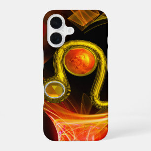 Funda Para iPhone 16 SIGNO DEL ZODIACO LEO EN ORO Remolinos Fractales A