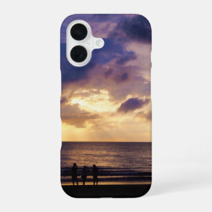 Funda Para iPhone 16 Silhouettes del pueblo Foto de playa Sunset de Mal