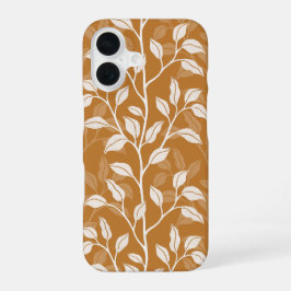 Funda Para iPhone 16 Silueta de Hoja Vibrante Arcilla Ámbar