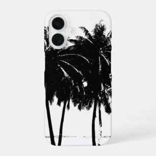 Funda Para iPhone 16 Silueta de palmeras blancas y negras