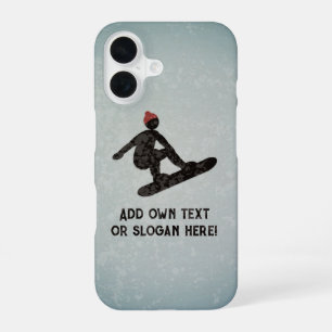 Funda Para iPhone 16 Silueta de snowboarder con aspecto grunge - tu tex