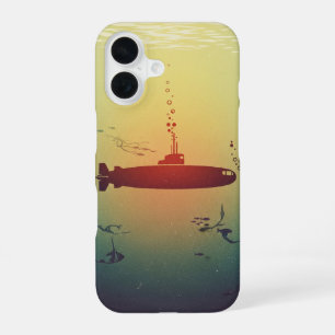 Funda Para iPhone 16 Silueta de submarino minimalista vintage
