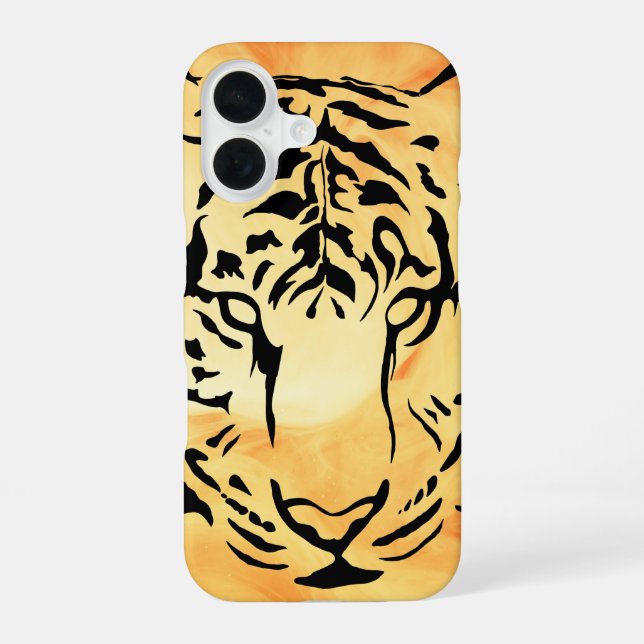Funda Para iPhone 16 Silueta de tigre blanco y negro (Reverso )