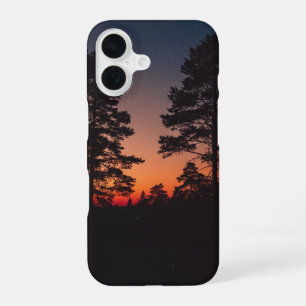 Funda Para iPhone 16 Silueta del bosque retro
